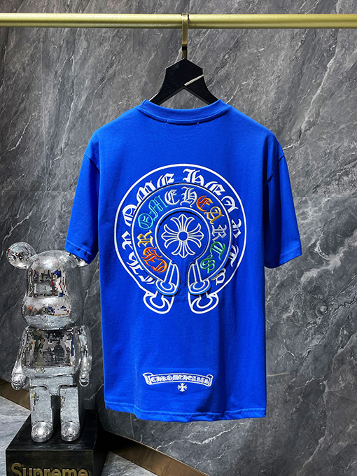 クロムハーツ 刺繍入りカラフルクラシッククロスホースシュー半袖Tシャツ
