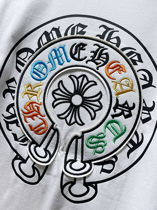 クロムハーツ 刺繍入りカラフルクラシッククロスホースシュー半袖Tシャツ