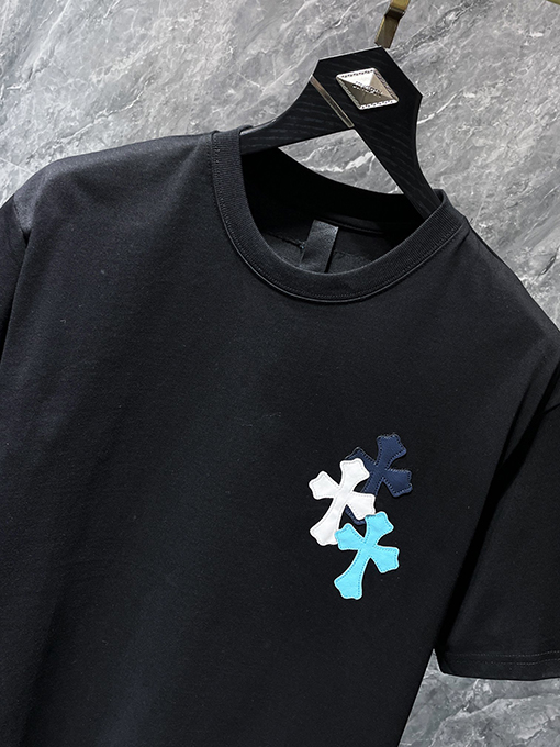 クロムハーツコピー カラフルなパッチワーククロスプリント半袖Tシャツ