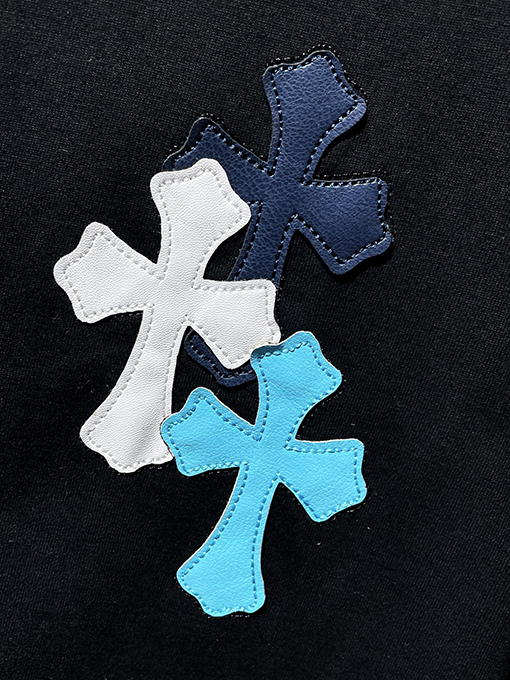 クロムハーツコピー カラフルなパッチワーククロスプリント半袖Tシャツ