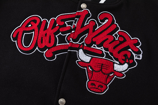 オフホワイト off white カップルけ刺繍パッチワークベースボールジャケット