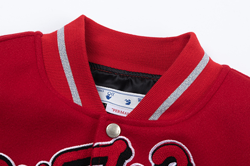 オフホワイト off white カップルけ刺繍パッチワークベースボールジャケット