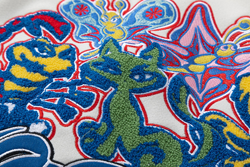 オフホワイト off white 刺繍パッチワークベースボールジャケットウール生地カップルコート