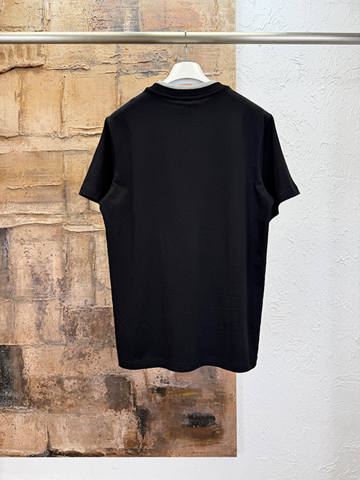 モンクレール Moncler ネックラインに刺繍ロゴが入ったカラーブロックの半袖Tシャツ