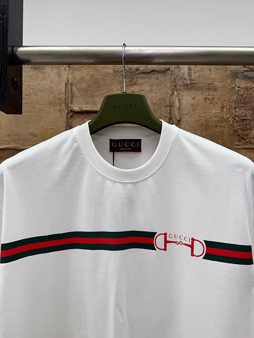 グッチ Gucci ストライプ ホースビットプリント 半袖Tシャツ