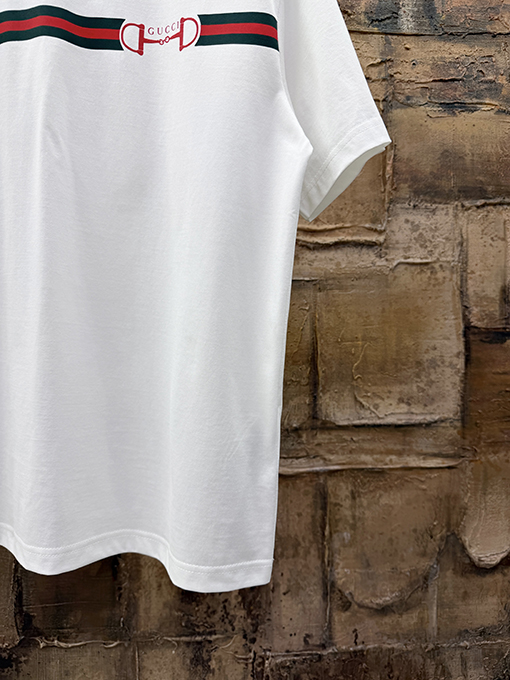 グッチ Gucci ストライプ ホースビットプリント 半袖Tシャツ