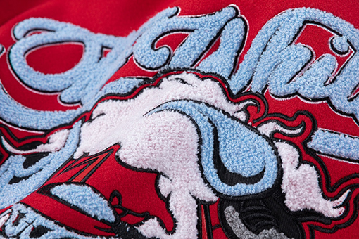 オフホワイト off white 刺繍パッチワークベースボールジャケットウール生地カップルコート