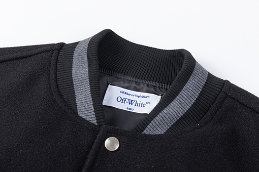 オフホワイト off white 新モデル刺繍パッチワークベースボールジャケットウール生地カップルコート