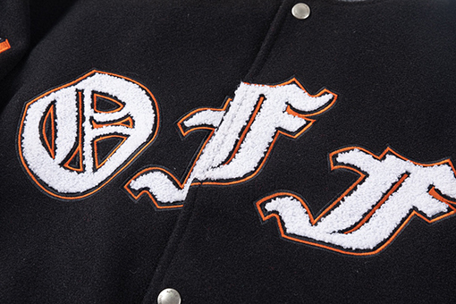 オフホワイト off white 新モデル刺繍パッチワークベースボールジャケットウール生地カップルコート