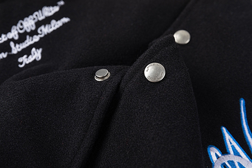 オフホワイト off white 新モデル刺繍パッチワークベースボールジャケットウール生地カップルコート