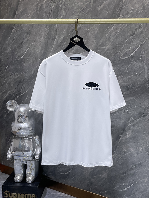 クロムハーツコピー ラインストーン馬蹄サンスクリット文字クロス半袖Tシャツ