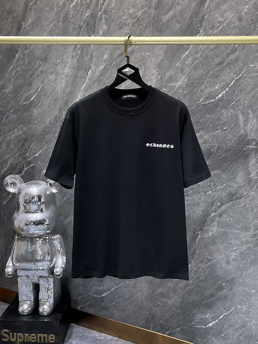 クロムハーツスーパーコピー カラーブロックのグラフィティ風ダメージ刺繍半袖Tシャツ