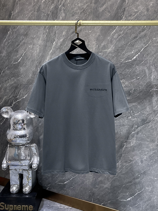 クロムハーツスーパーコピー カラーブロックのグラフィティ風ダメージ刺繍半袖Tシャツ