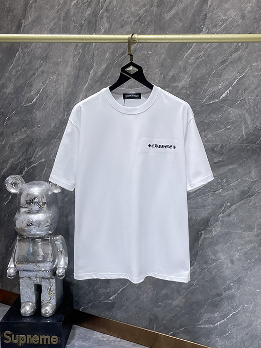 クロムハーツスーパーコピー カラーブロックのグラフィティ風ダメージ刺繍半袖Tシャツ