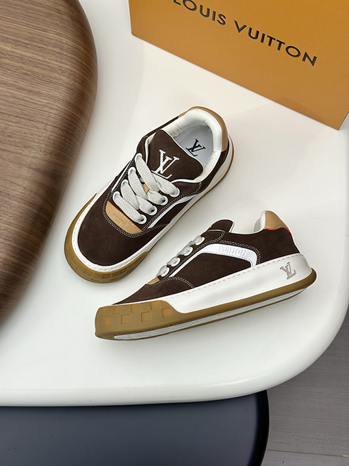 ルイヴィトン LV Tilted Monogram Damier チェック柄の花柄スニーカー