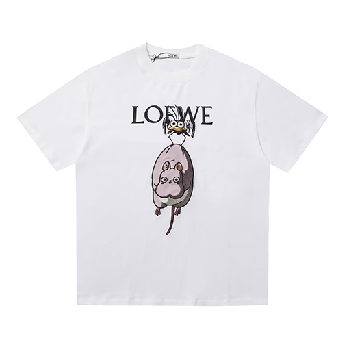 ロエベ LOEWE ハムスターとカラスのプリント刺繍クルーネックTシャツ