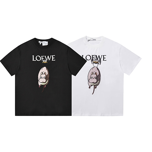 ロエベ LOEWE ハムスターとカラスのプリント刺繍クルーネックTシャツ