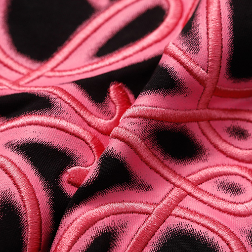 ロエベコピー LOEWE クラシックな蛍光ピンクの刺繍半袖Tシャツ