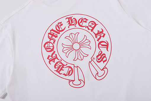 クロムハーツ 白ピンク黒ピンクの馬蹄の十字架サンスクリットのプリント半袖Tシャツ