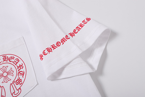 クロムハーツ 白ピンク黒ピンクの馬蹄の十字架サンスクリットのプリント半袖Tシャツ