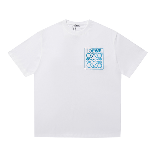 ロエベ LOEWE 刺繍文字とフェイクポケット付きフォームプリントタイダイ半袖Tシャツ