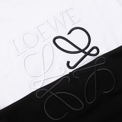 ロエベ LOEWE ツートンのクラシックロゴ刺繍半袖Tシャツ