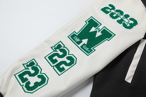 オフホワイト off white 新モデルカップルけ刺繍パッチワークベースボールジャケット