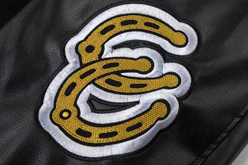 オフホワイト off white カップルけ刺繍ラインストーンパッチワークレザーベースボールジャケット