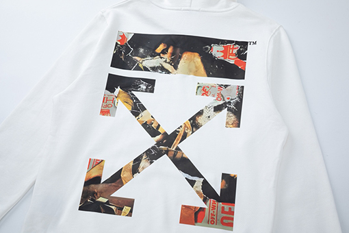 オフホワイト off white 新しいポートレートアロー460gルーズフィットフード付きスウェットシャツ