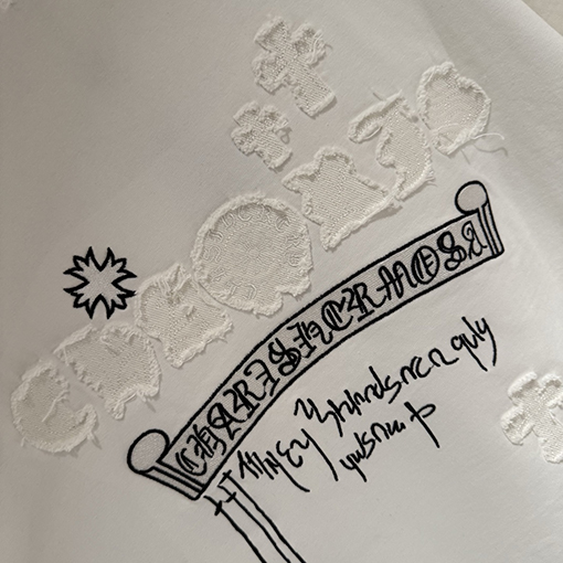 クロムハーツ 新作アップリケ刺繍半袖Tシャツ