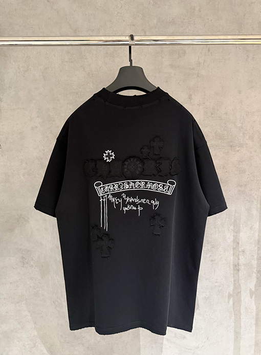 クロムハーツ 新作アップリケ刺繍半袖Tシャツ