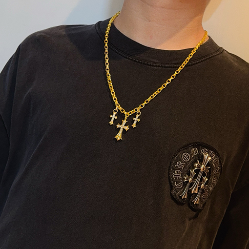 クロムハーツ ゴールドクロスネックレス
