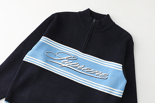 シュプリーム SUPREME Script Stripe Half Zip Sweater 筆記体の刺繍ストライプロゴハーフジップセーター