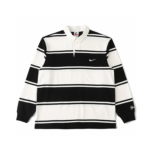 シュプリーム X ナイキ SUPREME Stripe Rugby コラボレーションシリーズ ロゴストライプ 長袖ポロシャツ