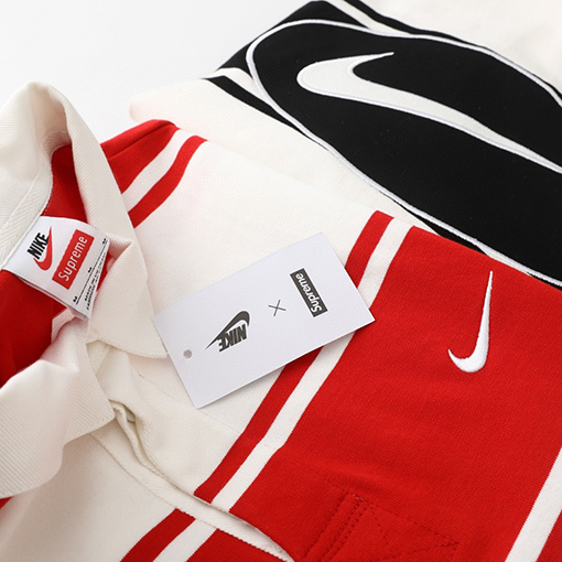 シュプリーム X ナイキ SUPREME Stripe Rugby コラボレーションシリーズ ロゴストライプ 長袖ポロシャツ