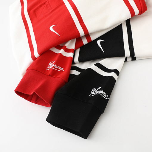 シュプリーム X ナイキ SUPREME Stripe Rugby コラボレーションシリーズ ロゴストライプ 長袖ポロシャツ