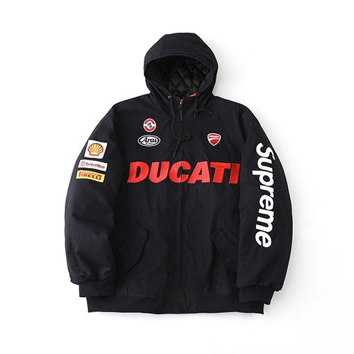 シュプリーム SUPREME WEEK16 HOODED RACING JACKET コラボレーション ダブルポケット ジッパー フード付きレーシング モーターサイクルジャケット