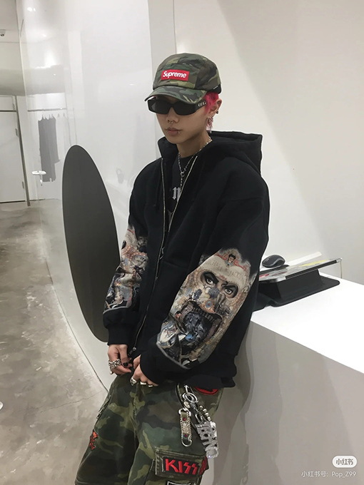 シュプリーム WEEK18 Dangerous Zip Up Hooded Sweatshirt アイプリントのフード付きジップアップスウェットシャツ