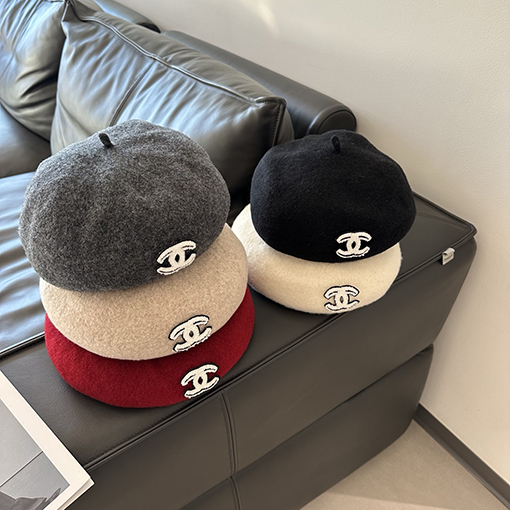 シャネル ウールのベレー帽