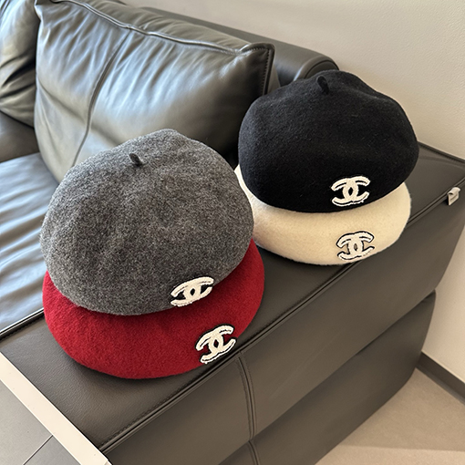 シャネル ウールのベレー帽
