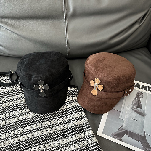 クロムハーツ クロス柄スエードフラットトップベースボールキャップ