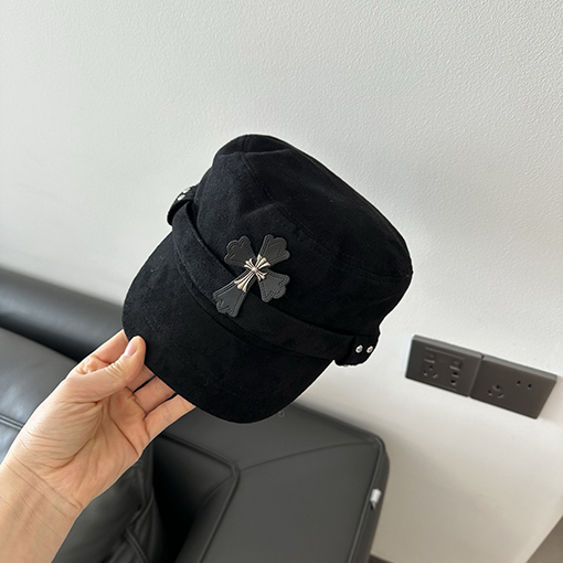 クロムハーツ クロス柄スエードフラットトップベースボールキャップ