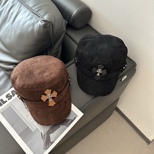 クロムハーツ クロス柄スエードフラットトップベースボールキャップ