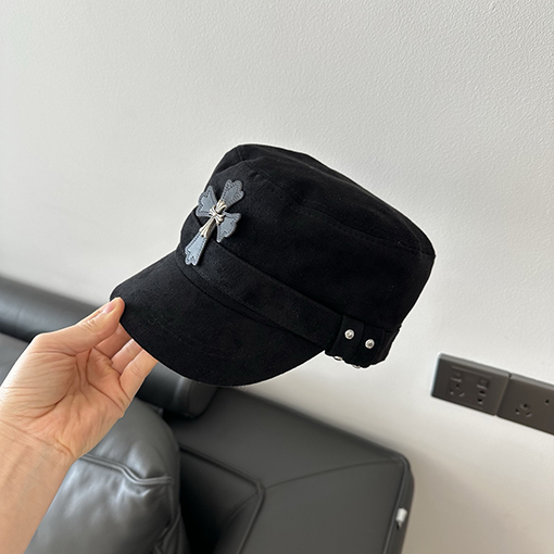 クロムハーツ クロス柄スエードフラットトップベースボールキャップ