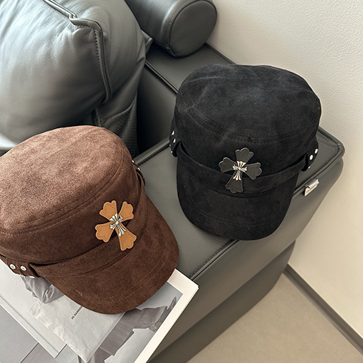 クロムハーツ クロス柄スエードフラットトップベースボールキャップ