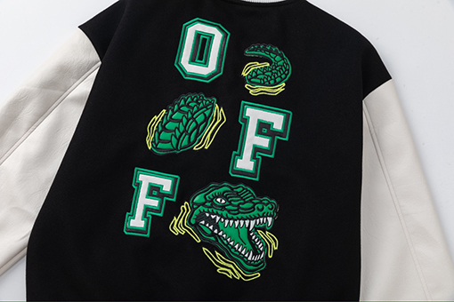 オフホワイト off white 新モデルカップルけ刺繍入りベースボールジャケットウールコート