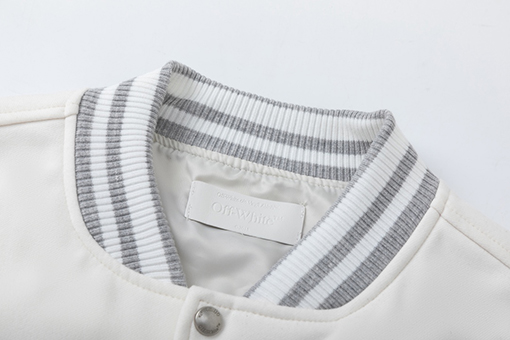 オフホワイト off white 刺繍りレザーパッチワーク高温ホットスタンプクリスタルラインストーンベースボールジャケットカップル向けウールコート