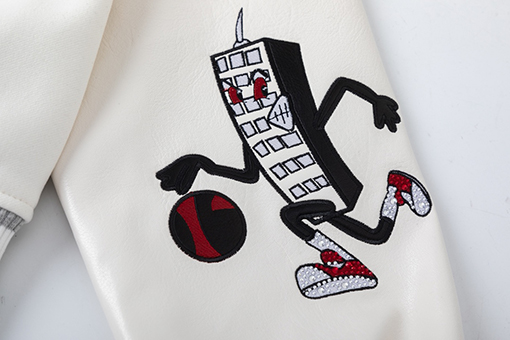 オフホワイト off white 刺繍りレザーパッチワーク高温ホットスタンプクリスタルラインストーンベースボールジャケットカップル向けウールコート