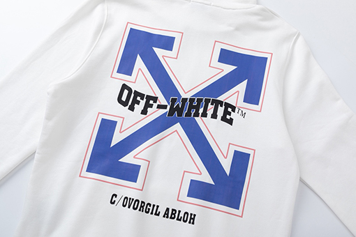 オフホワイト off white スタイリッシュなレターアローオーバーレイのルーズフード付きスウェットシャツ