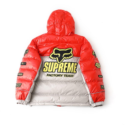 シュプリーム  WEEK9 Shiny Down Puffer Jacke 光沢のあるロゴ入りフード付きコンフォートカジュアルジャケット